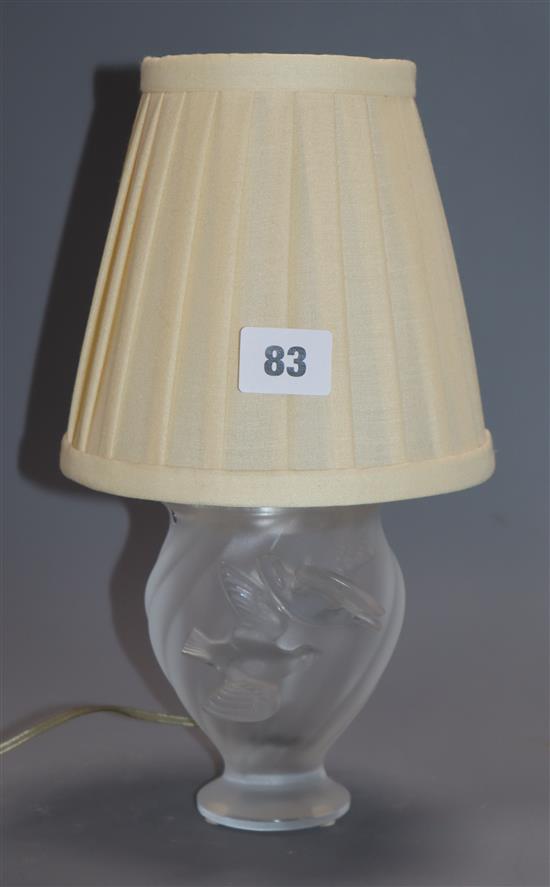 A Lalique glass lamp overall height 28cm